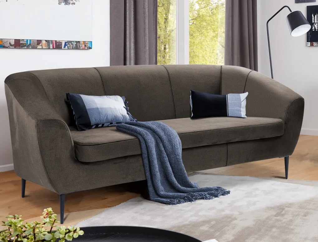 Trojmiestna pohovka Olivio, blatovo hnedá zamatová tkanina