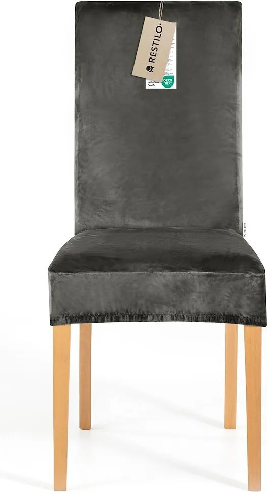 Restilo Napínací poťah na stoličku Sento tmavosivá, 48 x 48 x 58 + 10 cm, súprava 4 ks