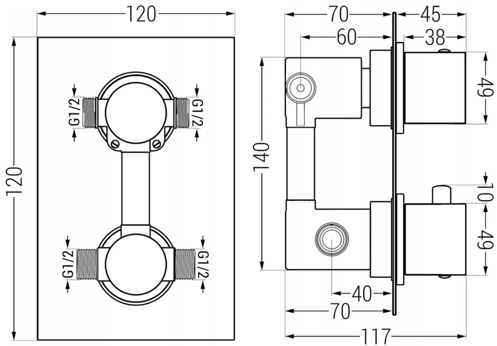 Mexen Cube DR02 podomietkový sprchový set s dažďovou sprchou 40x40 cm (6v1), chrómová, 77502DR0240-00