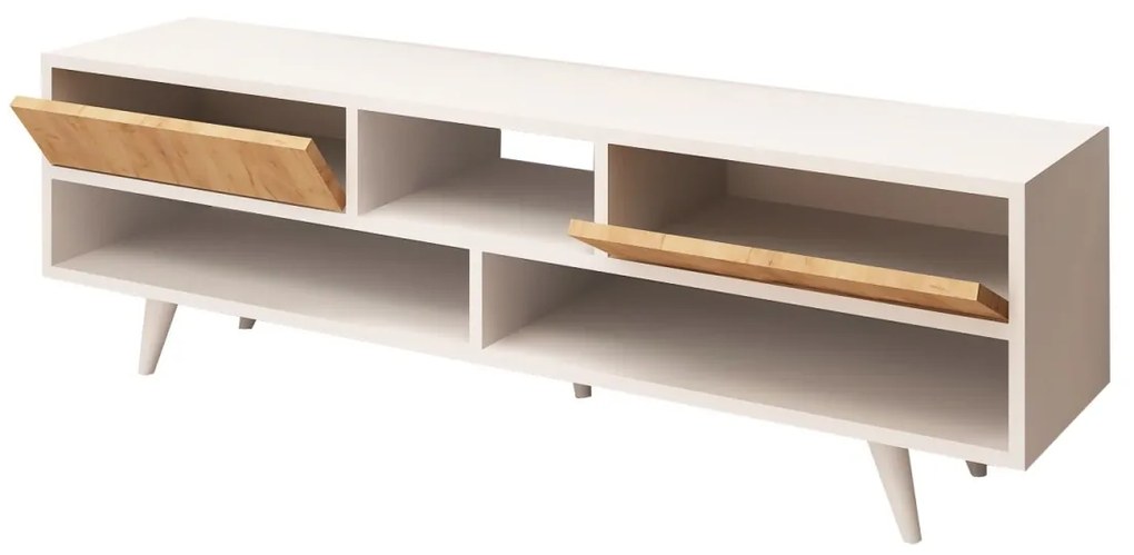 TV stolík ANGOLA 140 cm biely/dub