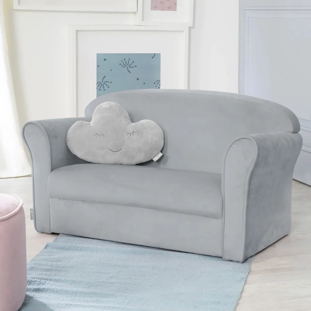 Svetlosivá zamatová detská pohovka 78 cm Lil Sofa – Roba
