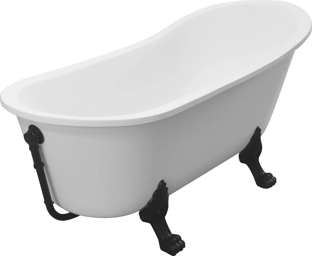Besco Akrylátová voľne stojaca vaňa Olaya 160x68 s prepadom BESCO-Typ výpuste: Click-Clack s prepadom, čierna matná, BESCO-Nôžky: Chróm