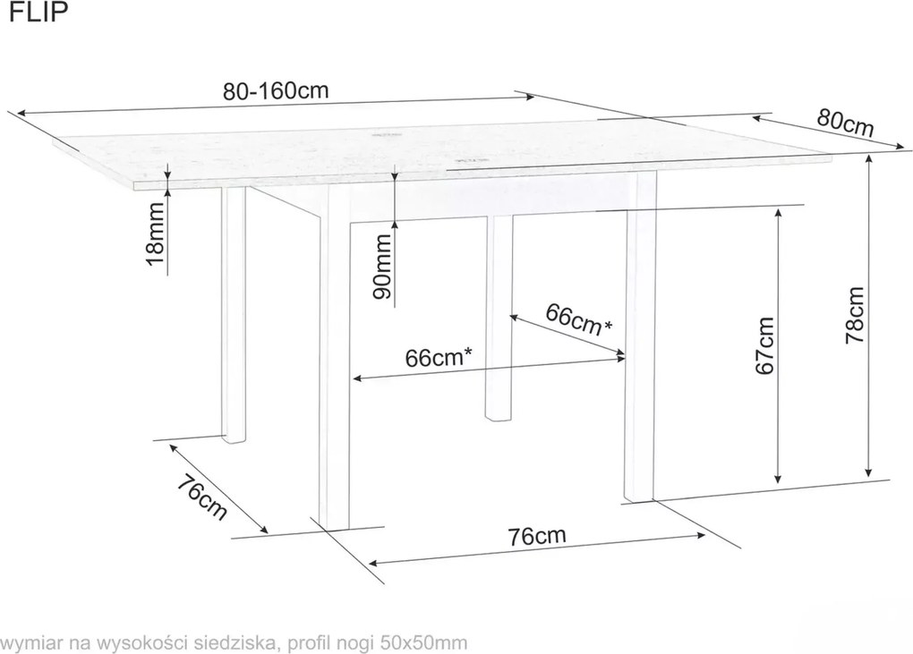 Rozkladací jedálenský stôl FLIP 80(160)X80 cm, kašmír/dub Cremona Torro