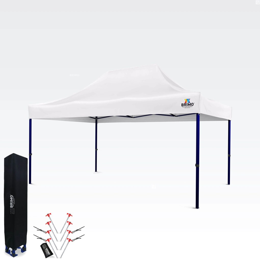 BRIMO Výstavný stan 3x4,5 m (45 mm oceľ) | Rýchla montáž, dlhá životnosť - bez 3 stien - Biela 30