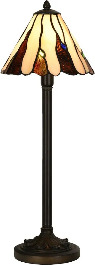 Béžovo-hnedá stolná lampa Tiffany Titto - Ø 20*60 cm E14/ 1*40W