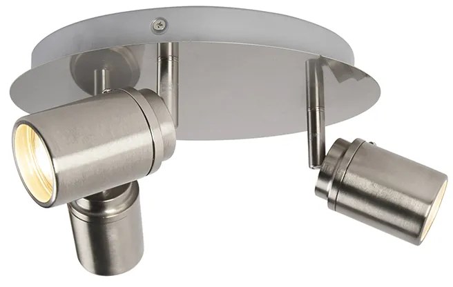 Moderné kúpeľňové bodové svetlo oceľ 3-žiarovkové IP44 - Ducha