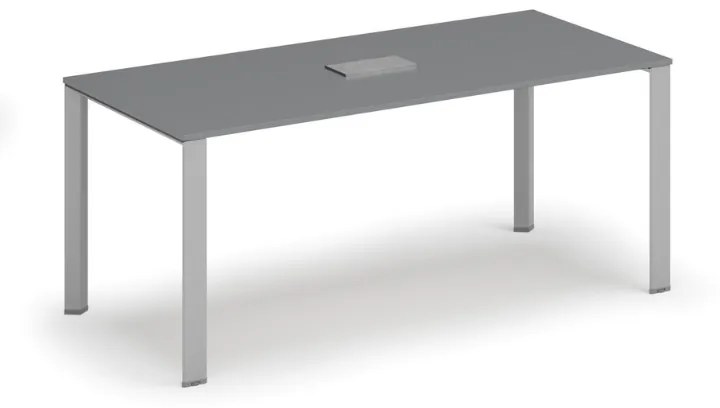 Stôl PRIMO INFINITY 1800 x 900 x 750, grafit + stolová zásuvka TYP IV, strieborná