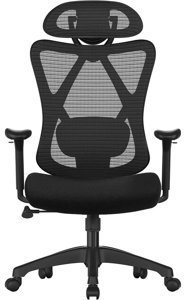Kancelárske kreslo, Ergonomické kreslo s nastaviteľnou opierkou hlavy, čierne