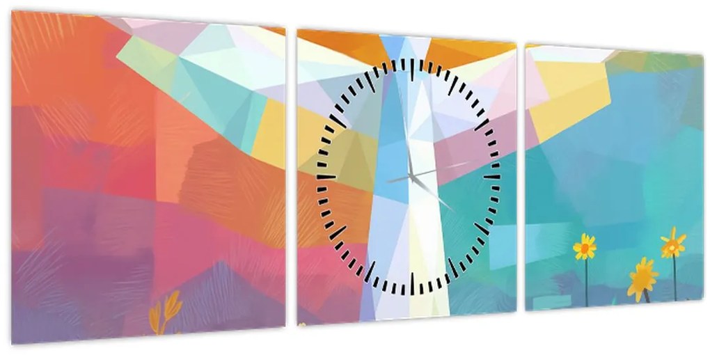 Obraz - Strážca kvetov (s hodinami) (90x30 cm)