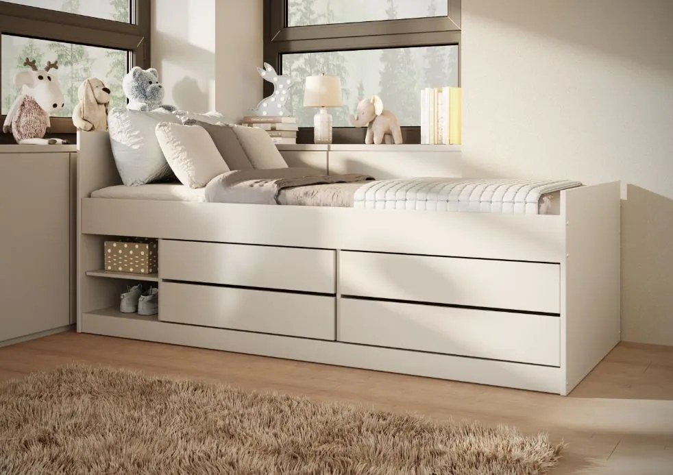 Detská posteľ LEON so šuplíkmi - 200x90 cm - biela