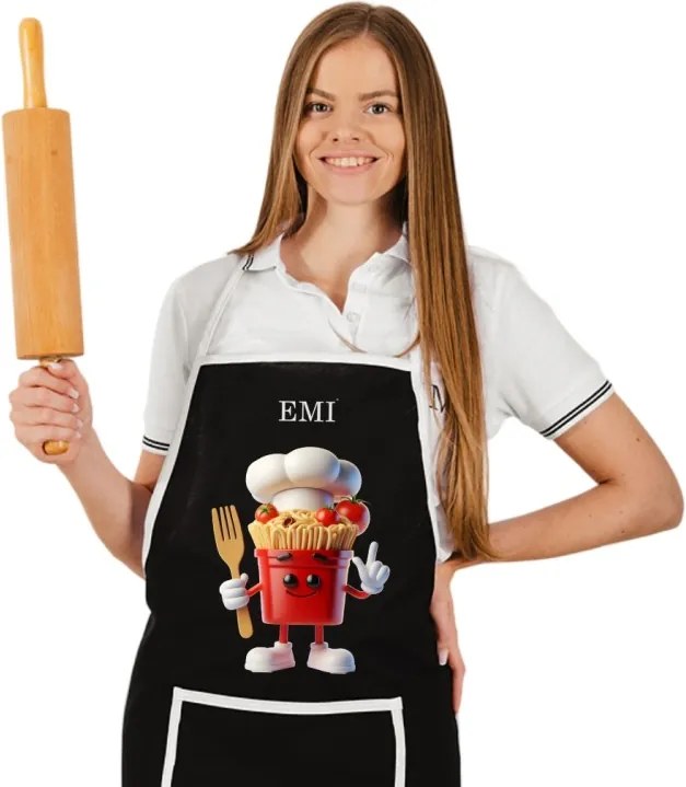 Kuchynská zástera Pasta EMI, čierna