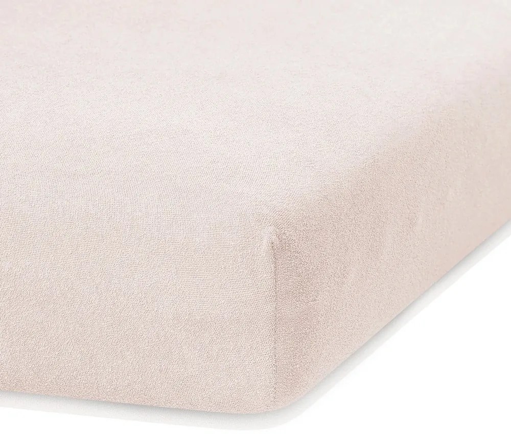 Béžová napínacia froté plachta 140x200 cm Ruby – Restilo