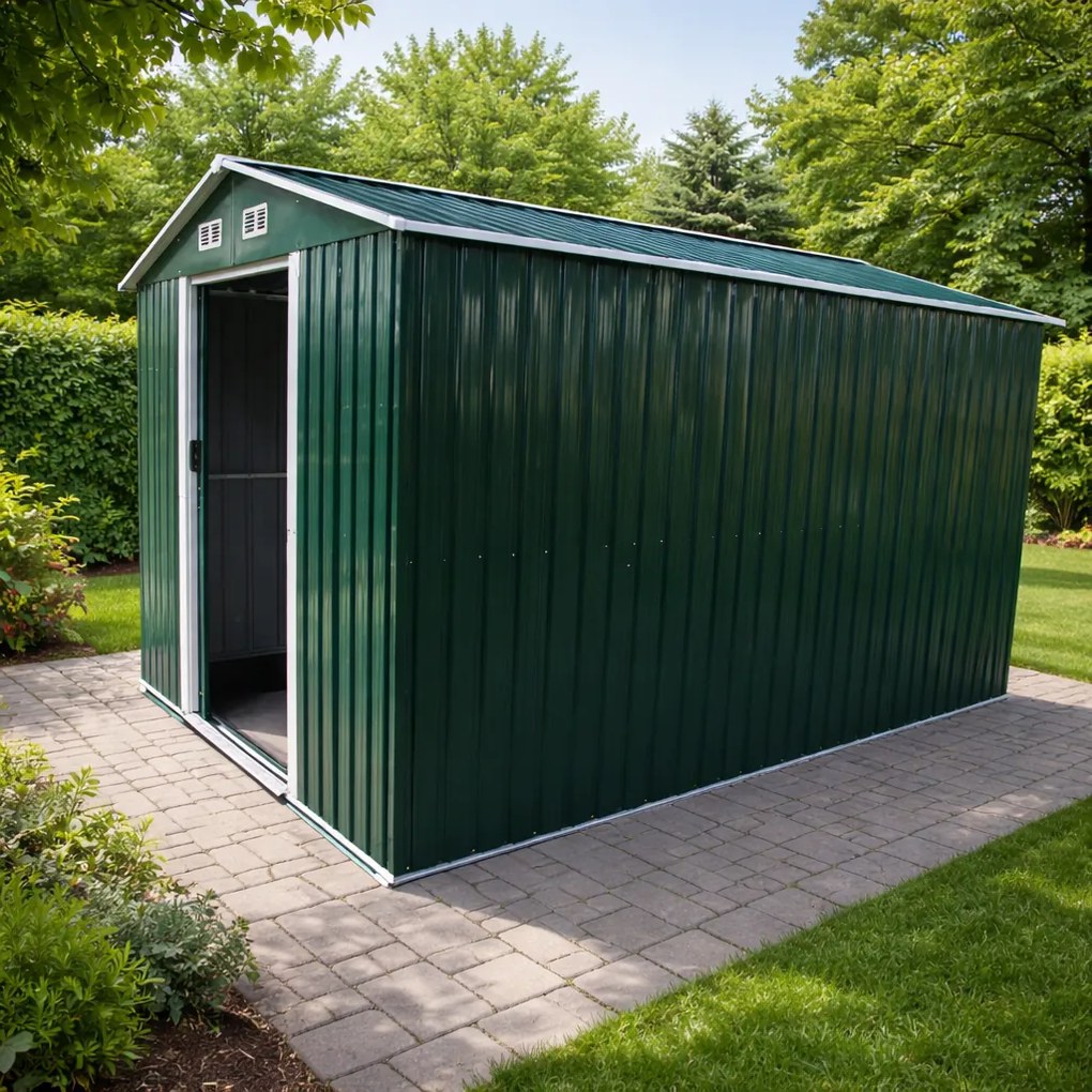 Záhradný domček BestBerg BBSH-1208GR / 10,1 m² / 389 x 260 x 202 cm / zelená