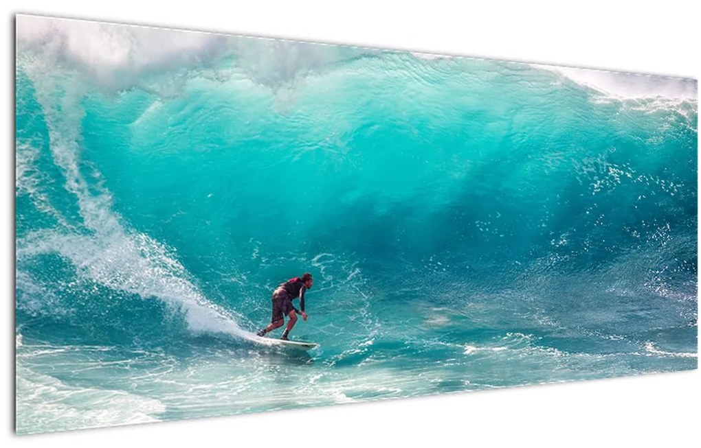 Obraz surferov vo vlnách (120x50 cm)