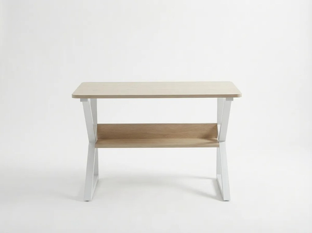 Písací stôl s policou SHAPE 80x40 cm, biela/dub sonoma