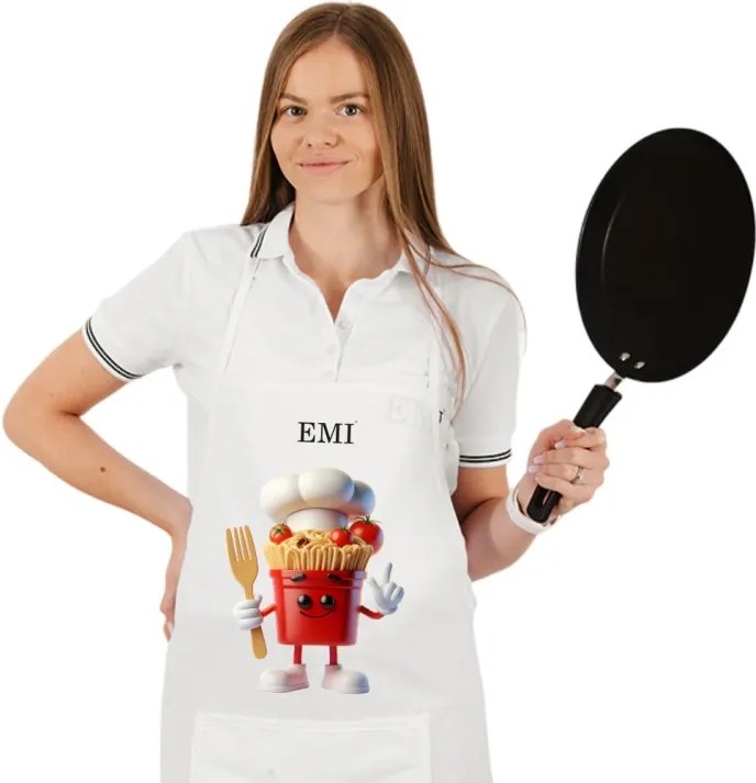 Kuchynská zástera Pasta EMI, biela