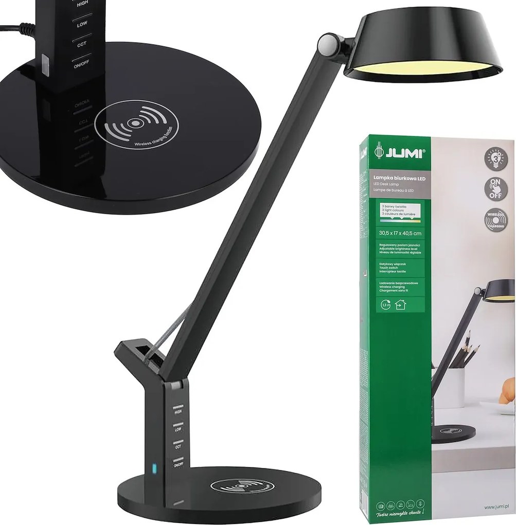 Čierna stolná LED lampa 8 W