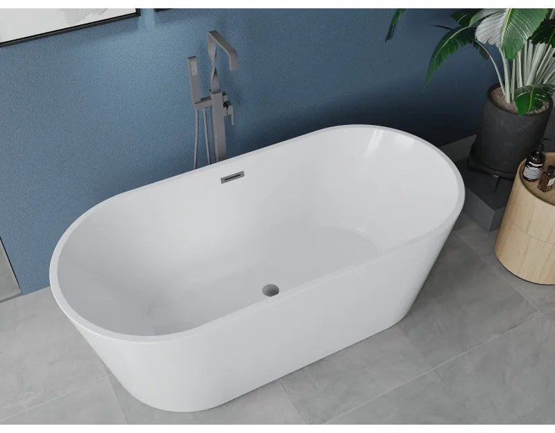 Mexen Luna, voľne stojaca vaňa 180 x 80 cm, biela, brúsený grafit prepad, 52031808000-95