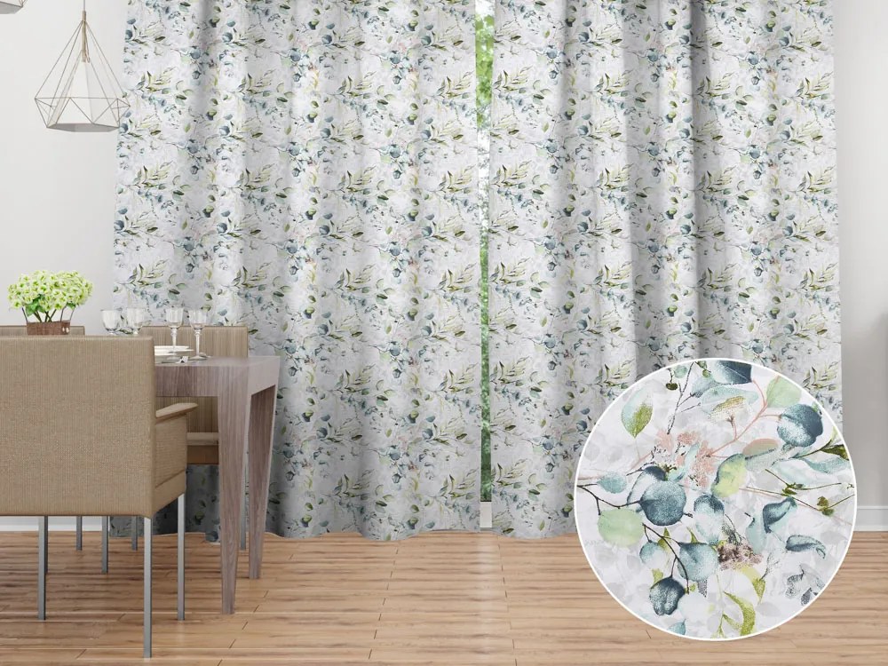 Biante Bavlnený záves Sandra SA-400 Mintovo-zelený eukalyptus 150x230 cm