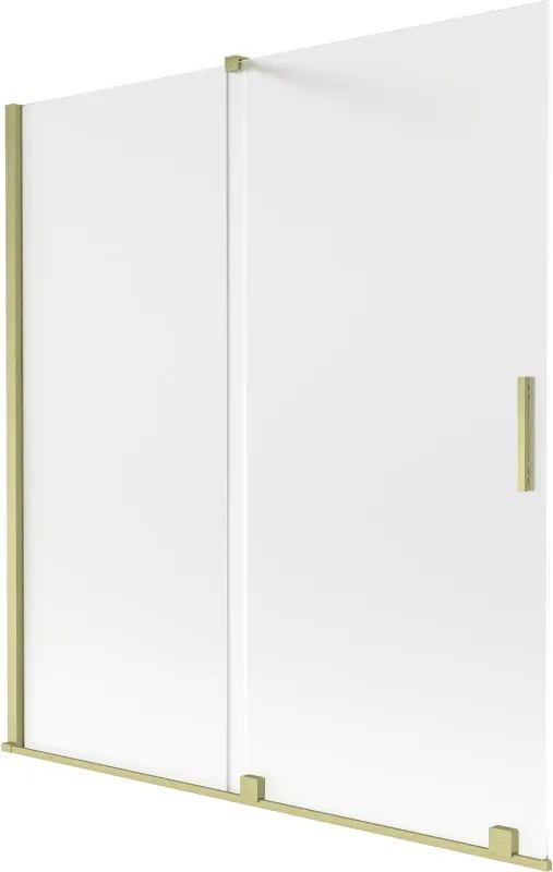 Mexen Velar, 2-krídlová posuvná vaňová zástena 150 x 150 cm, 8mm sklo námraza, zlatá matná, 896-150-000-31-55