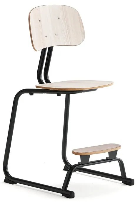 Školská stolička YNGVE, kĺzavý podstavec, antracit, jaseň, V 520 mm