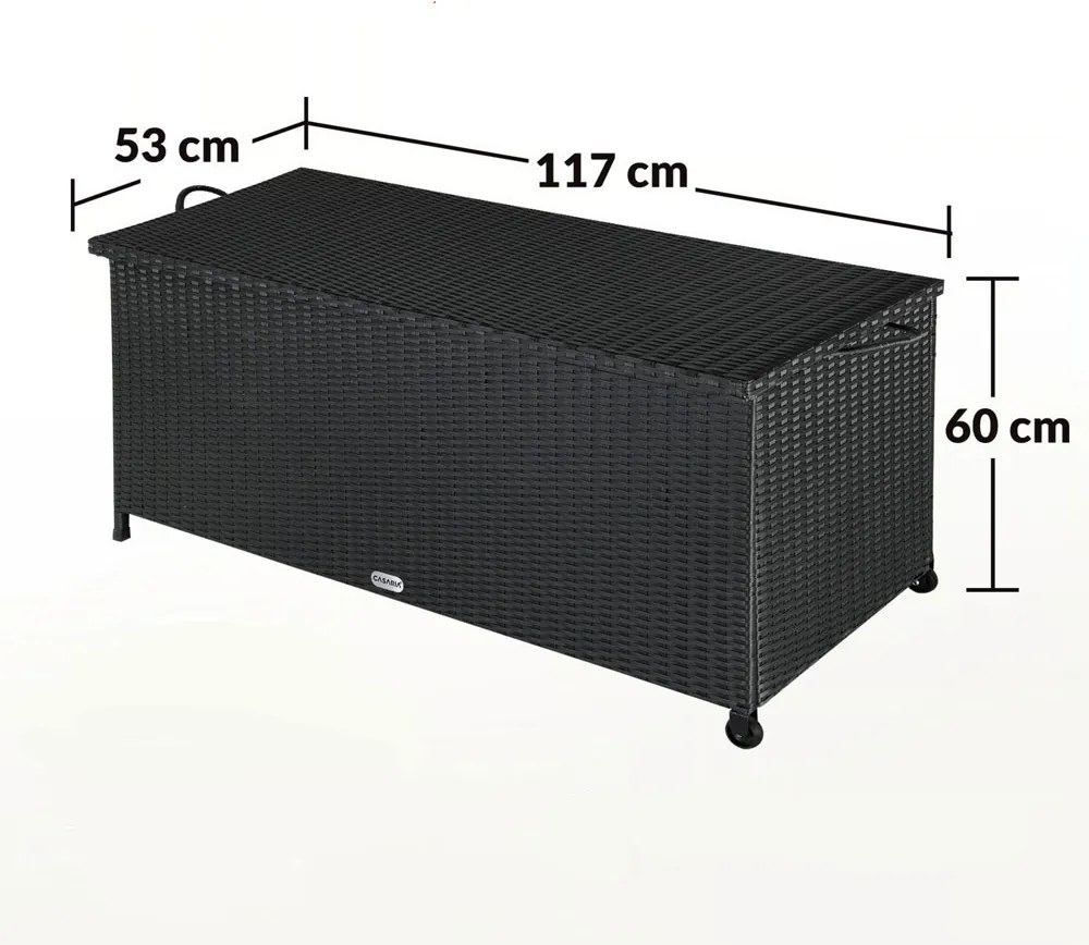 Polyratanový úložný box RICCO, 117 x 53 x 60cm, čierna Casaria