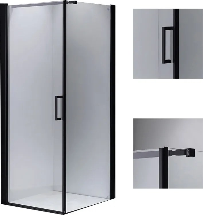 BPS-koupelny Štvorcový sprchový kút HYD-SK44 80x80 čierna/transparent - bez vaničky