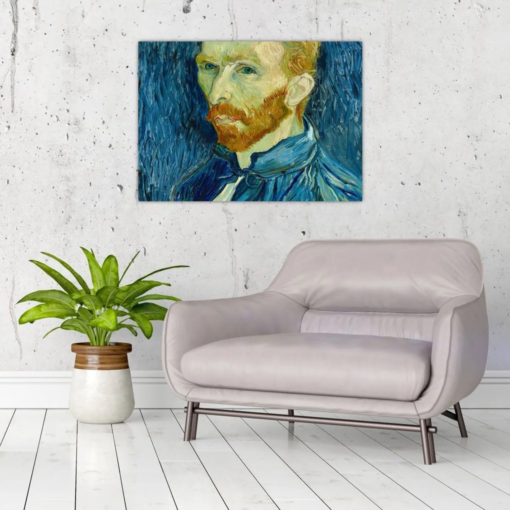 Sklenený obraz - Vincent van Gogh, Self-Portrait, reprodukcia (70x50 cm)