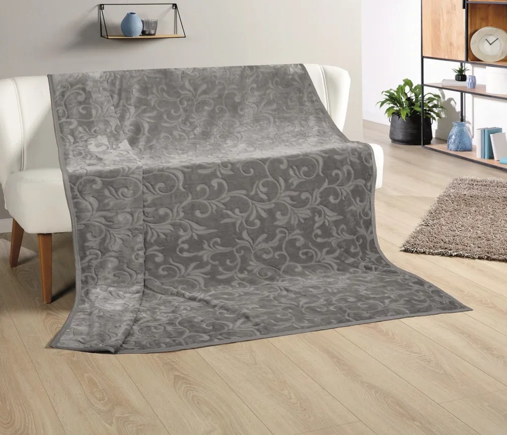 Deka Ornament XXL 180x220 cm, strieborná