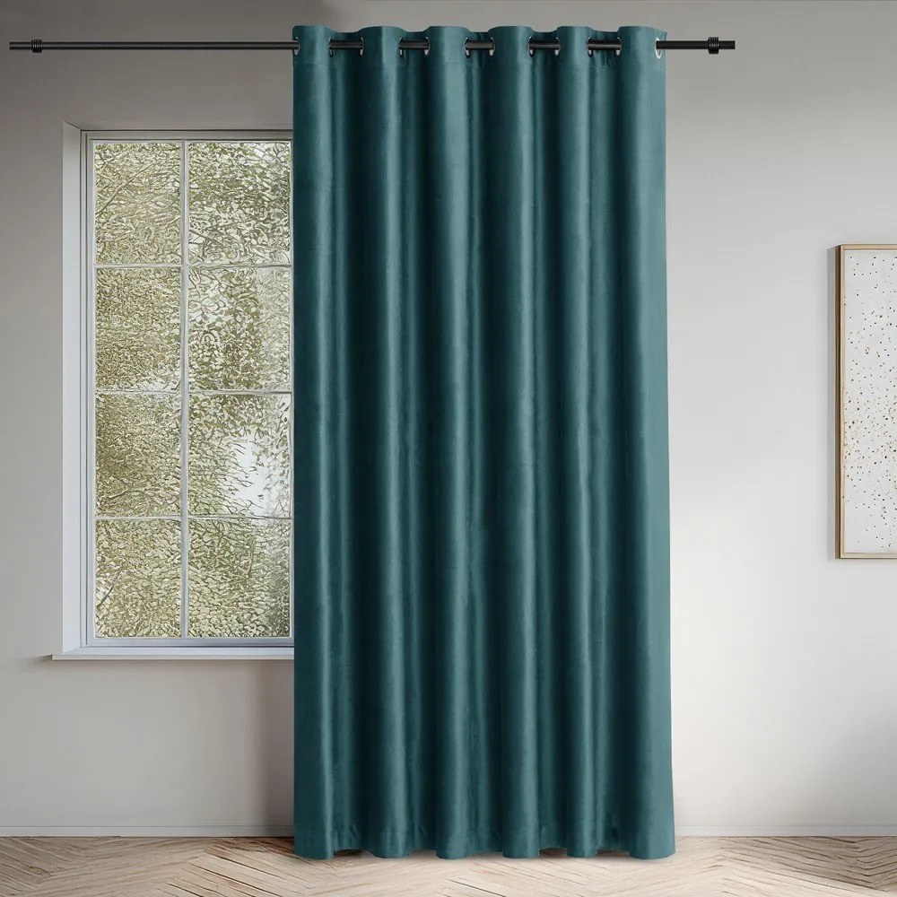 Zamatový dimout záves v petrolejovej farbe 530x225 cm Velto – Filumi