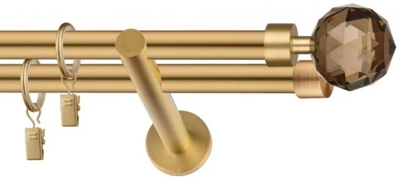 Dekorstudio Garniža dvojradová CRYSTAL zlatá 19mm Dĺžka: 120cm, Typ uchytenia: Držiak dvojitý modern, Typ príslušenstva: Bez príslušenstva