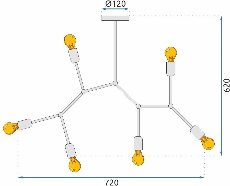 Toolight - Stropné svietidlo 6xE27 APP737-6C, čierna, OSW-08794
