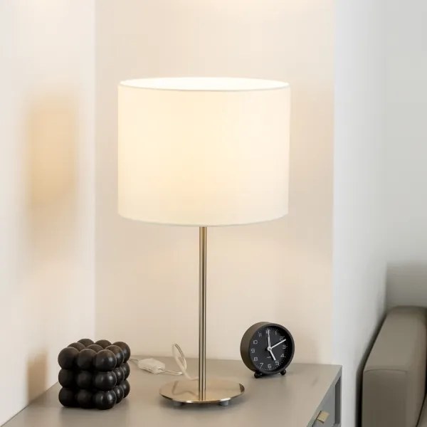 Eglo - LED Stolná lampa TUNJA 1xE27/60W/230V 38,5 cm matný chróm/biela