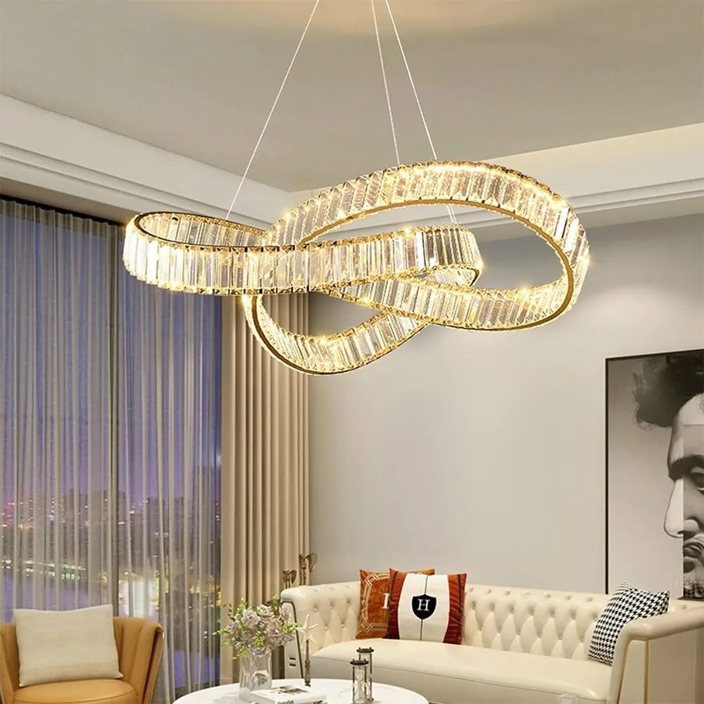 Toolight Toolight, LED závesné svietidlo 58cm, 49W, APP1538-CP, zlatá lesklá, OSW-05474