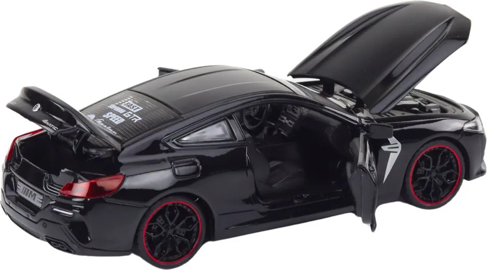 LEAN Toys Kovové športové vozidlo, trecí pohon, otvárateľné prvky 1:24 čierna