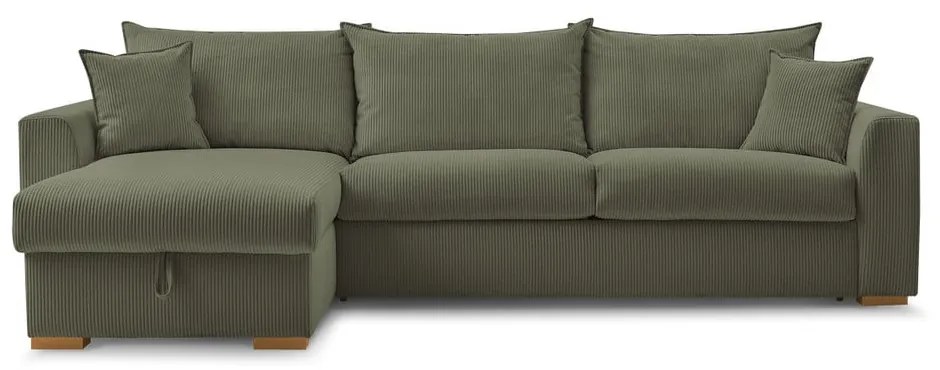 Zelená menčestrová rozkladacia rohová pohovka (variabilná) Augustin – Bobochic Paris