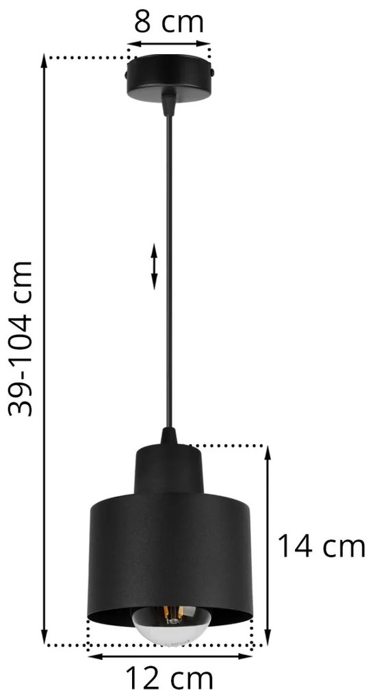 Závesné svietidlo PANTA, 1x čierne kovové tienidlo