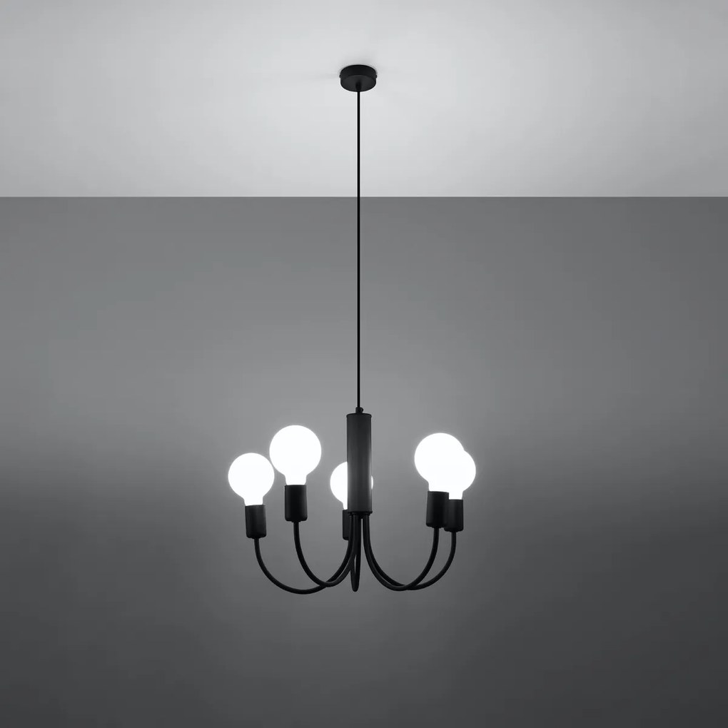 Luster Piccolo 5, čierne telo svietidla