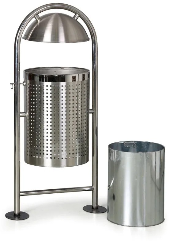 Vonkajší nerezový odpadkový kôš, 27 l, 460 x 320 x 1150 mm