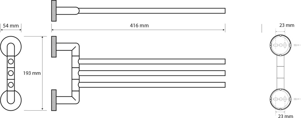 Sapho Sapho, LARISSA trojitý držiak uterákov otočný 350mm, chróm, WS022