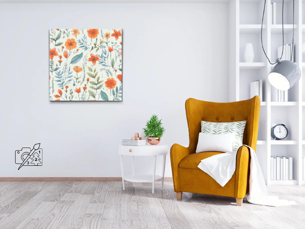 Gario Diamantové maľovanie Lúčne kvety Rozmery: 50 x 50 cm, Rámovanie: Iba zrolované plátno, Diamanty: Okrúhle