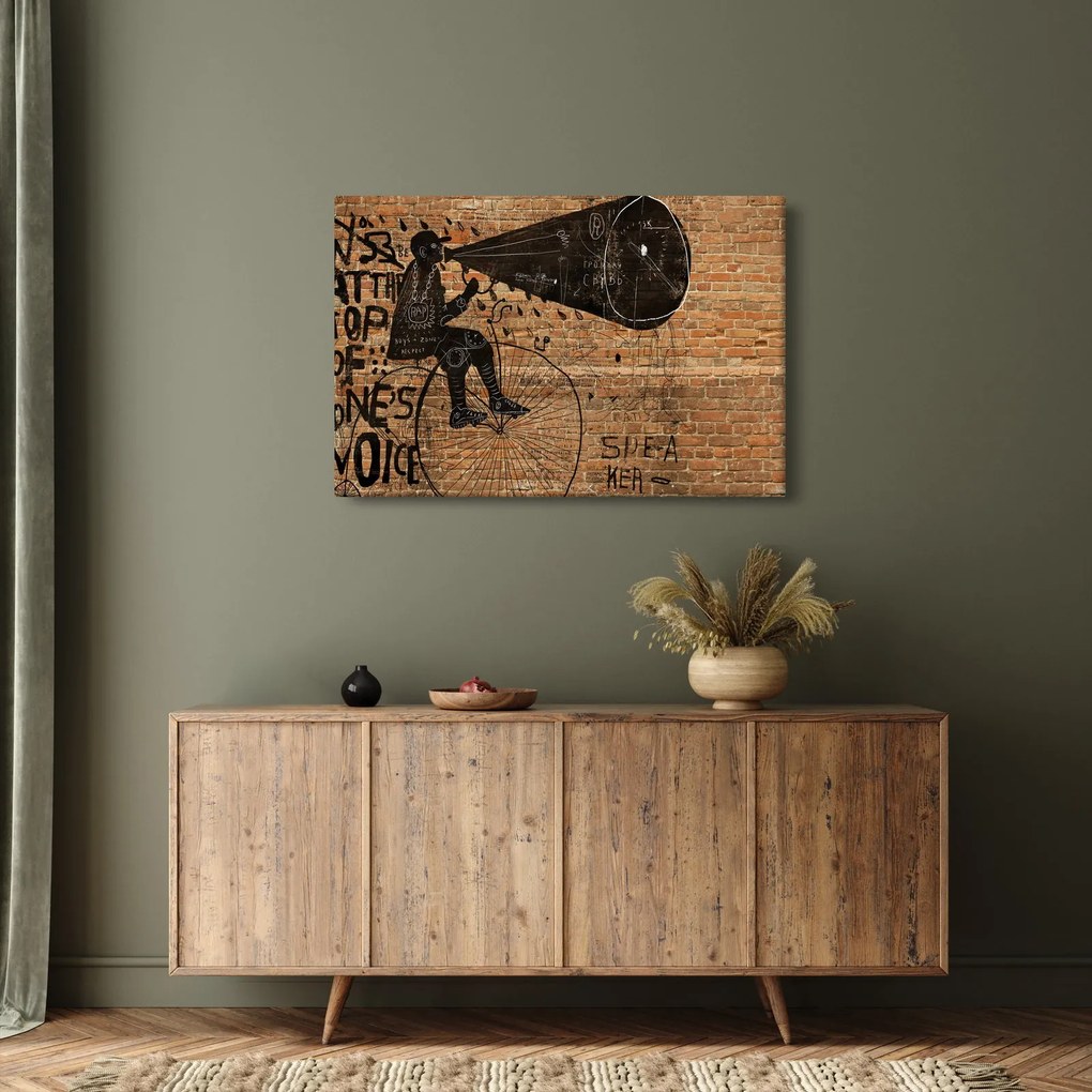 Obraz - Muž na bicykli v Banksyho štýle (90x60 cm)