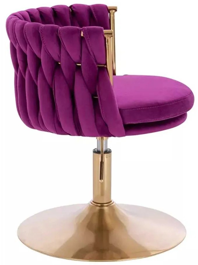 LuxuryForm DESIGN Stolička LYON VELUR na zlatom tanieri - fuchsia