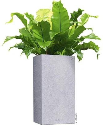 Samozavlažovací kvetináč vysoký plastový Lechuza Canto Stone 30 x 30 x 56 cm sivý