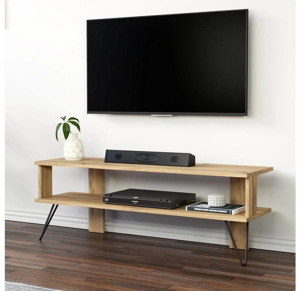 TV stolík/skrinka Dual (dub). Akcia -20%. Vlastná spoľahlivá doprava až k Vám domov. 1107983