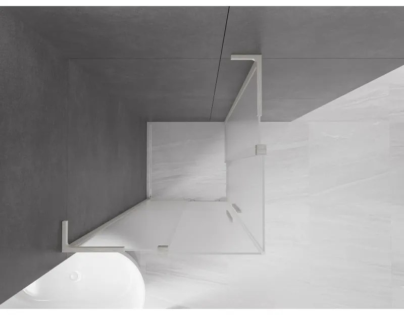 Mexen Velar L Duo, sprchový kút s posuvnými dverami 100 x 100 cm, 8mm sklo námraza, brúsená oceľ, 871-100-100-02-33-97