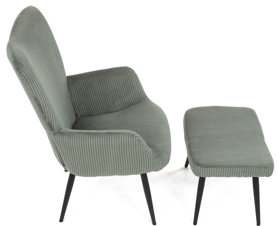 Relaxačné kreslo s podnožkou L7285 GRN6, zelené