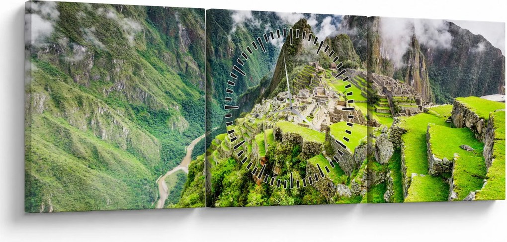 Obraz - Machu Picchu (s hodinami) (90x30 cm)