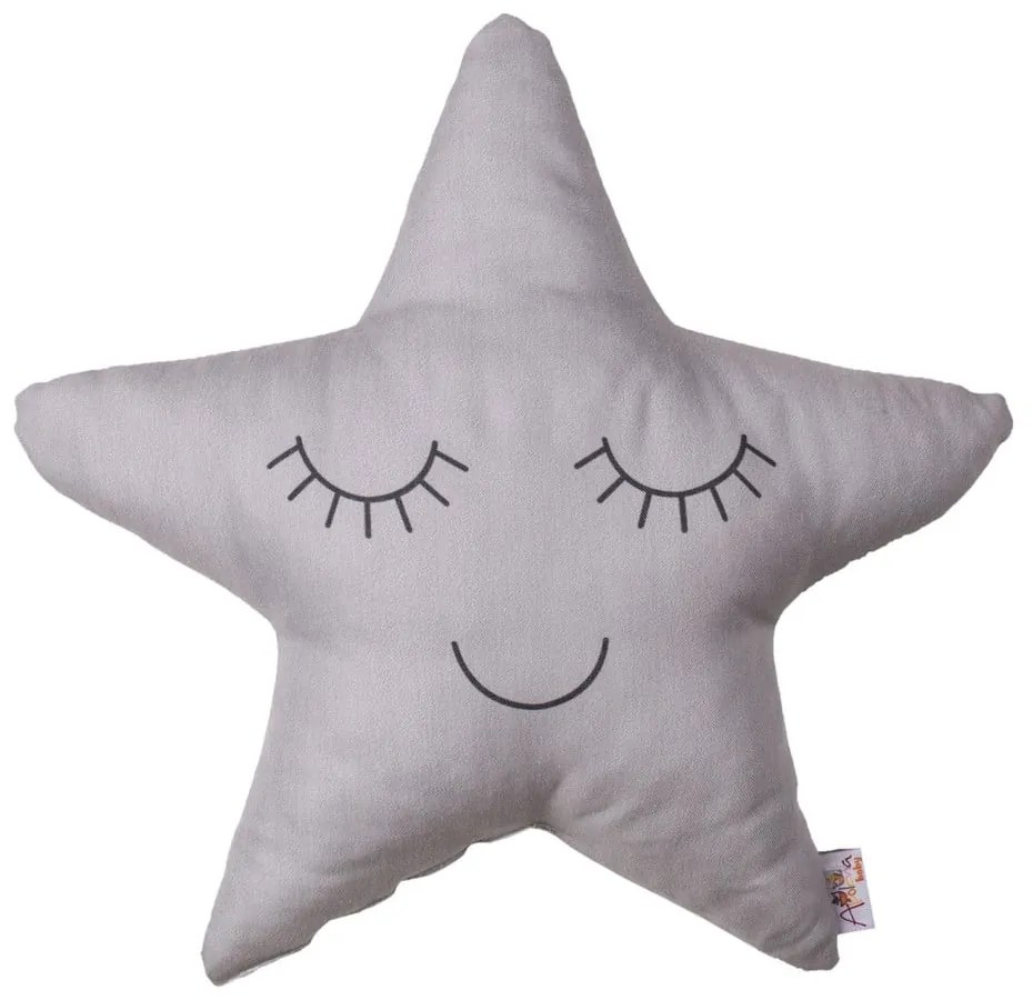 Sivý detský vankúšik s prímesou bavlny Mike & Co. NEW YORK Pillow Toy Star, 35 x 35 cm