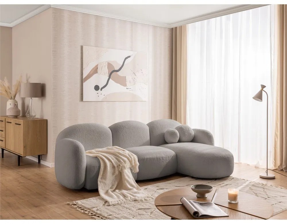 Sivá rohová pohovka z textílie buklé (pravý roh/s leňoškou) Orbit – Ropez